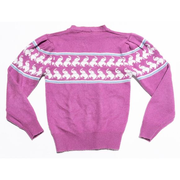 Vintage Gitano Sweater Women's Fits XS Elephants 80s Puff Sleeves Pullover Pink - Picture 4 of 6